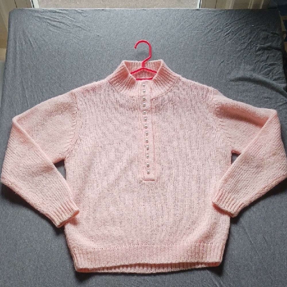 Soft Pink Cowl Neck Sweater with Cozy Knit
